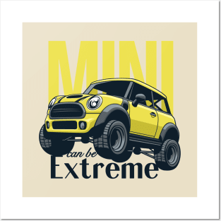 Car mini retro offroad extreme yellow Posters and Art